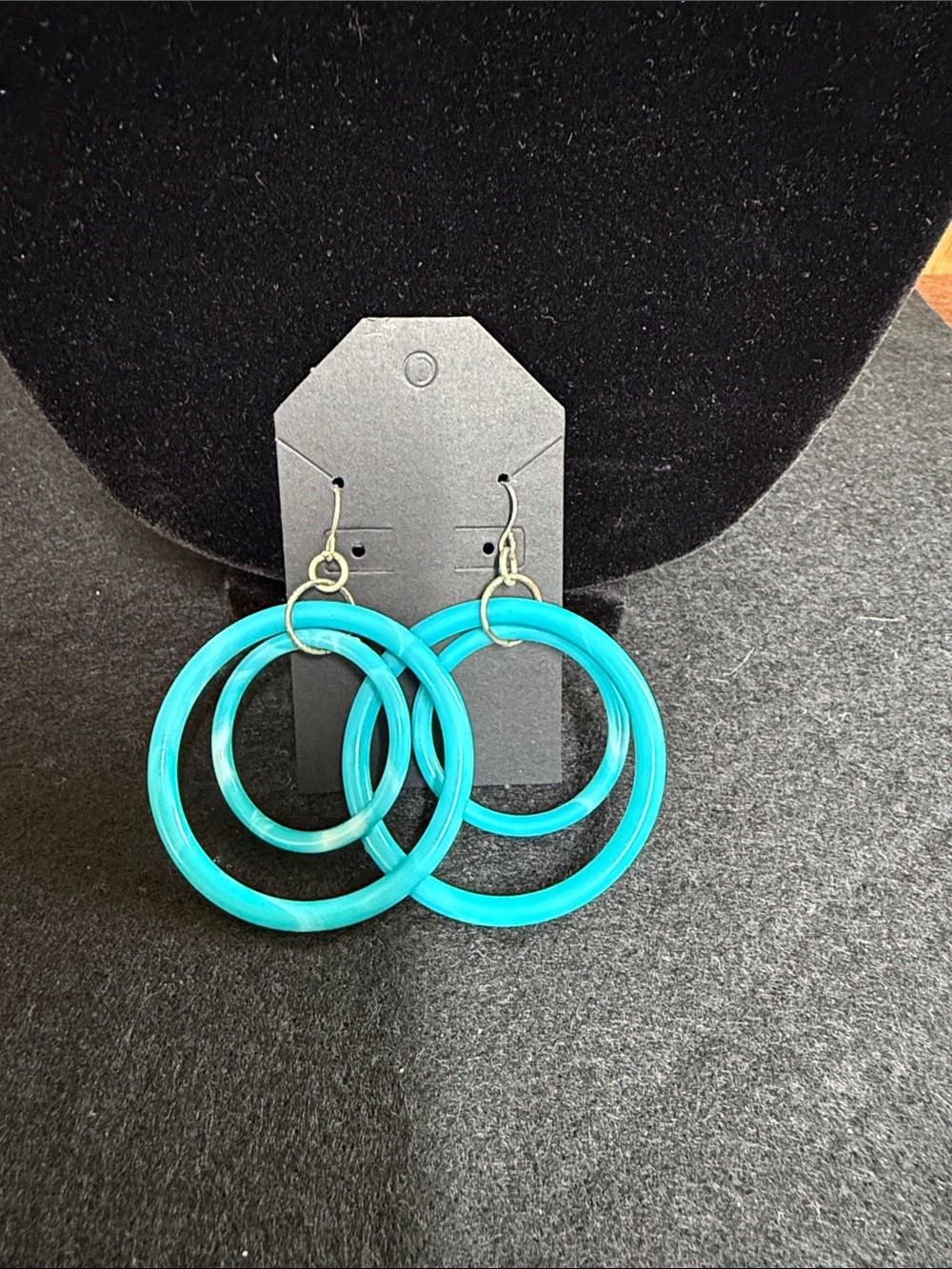 Turquoise Double Hoop Drop Earrings - Women Jewelry